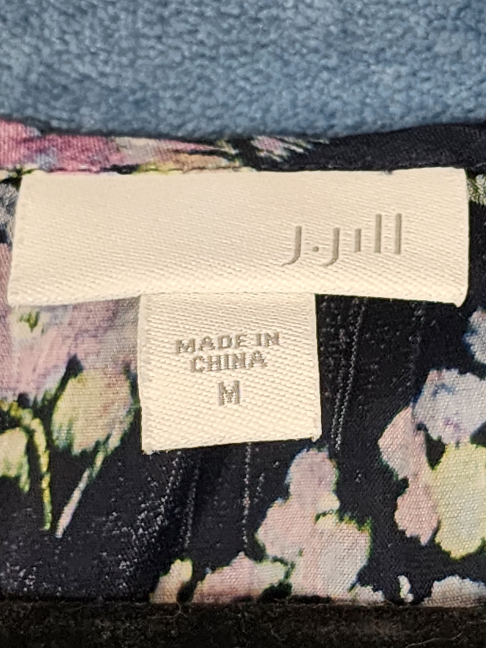 J. Jill Navy Floral Scoop-Neck Peasant Top - Picture 3 of 10